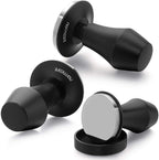 58.5Mm Coffee Tamper V4 - Spring-Loaded Tamper with 15Lb / 25Lb / 30Lbs Replacement Springs - Anodized Aluminum Handle and Stand - Stainless Steel Flat Base,Black