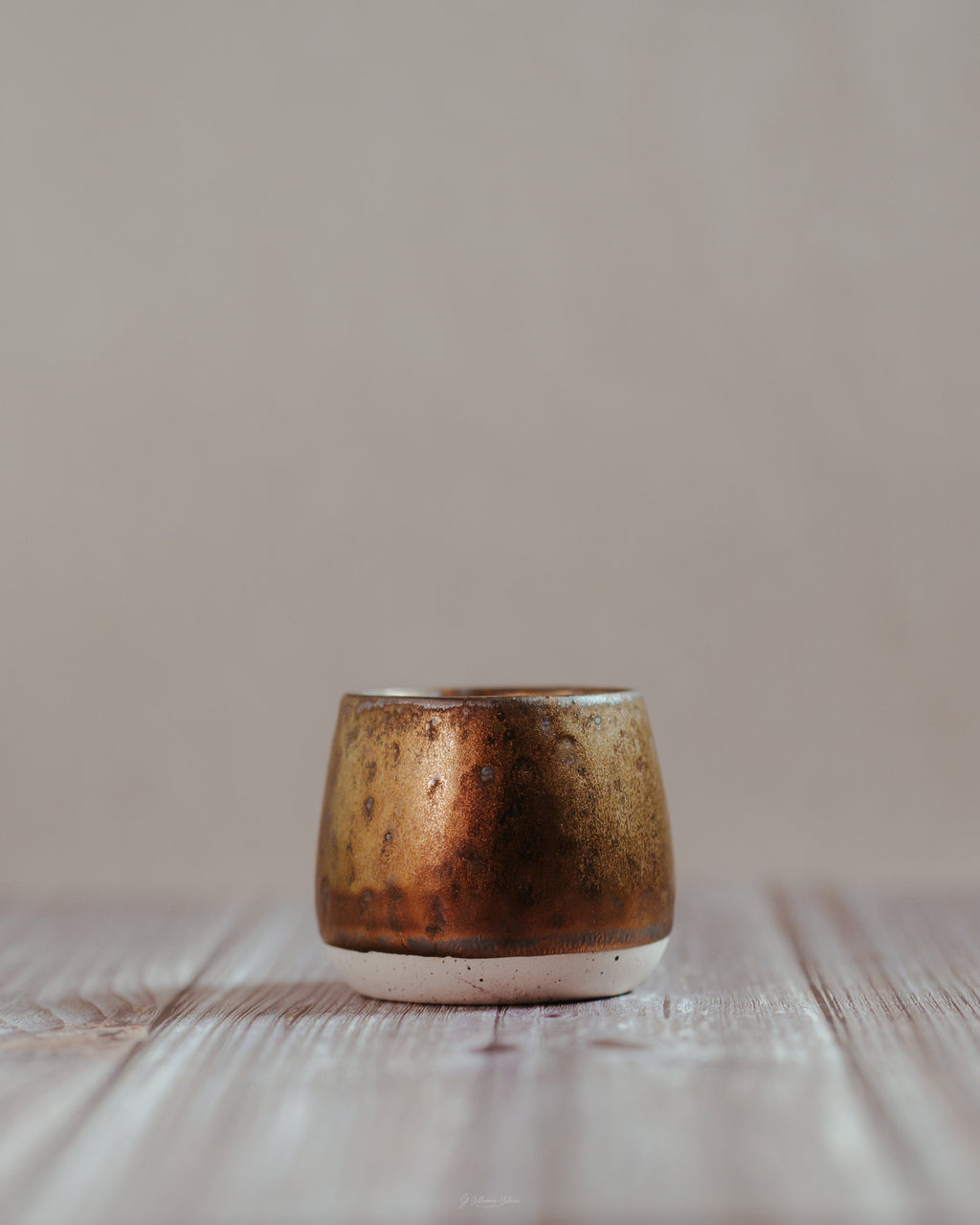 Komorebi 4 oz stoneware espresso cup, Amber Gold glaze