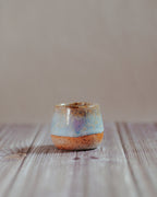 Komorebi 4 oz stoneware espresso cup, Aura Quartz glaze