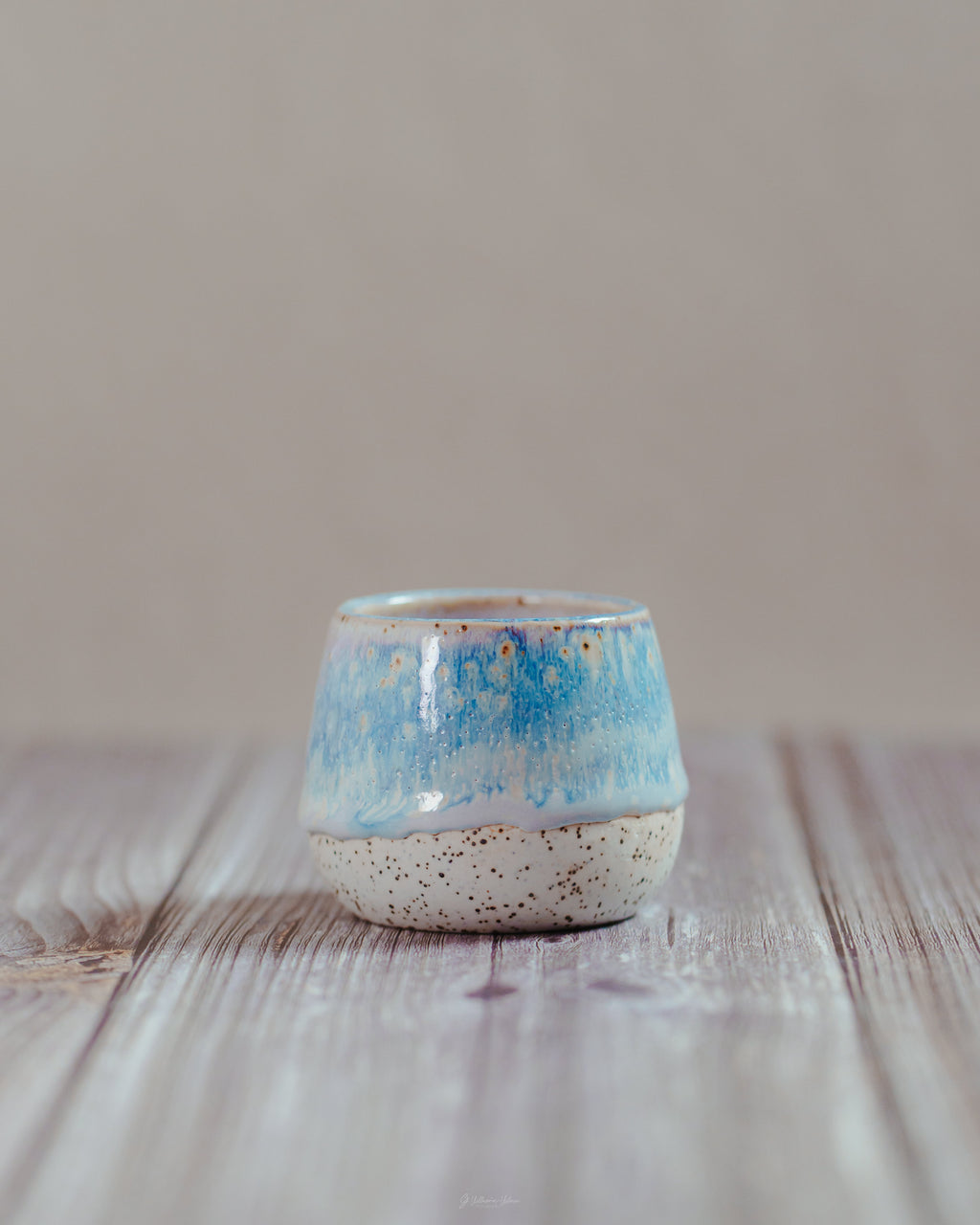 Komorebi 4 oz stoneware espresso cup, Teal Wave glaze