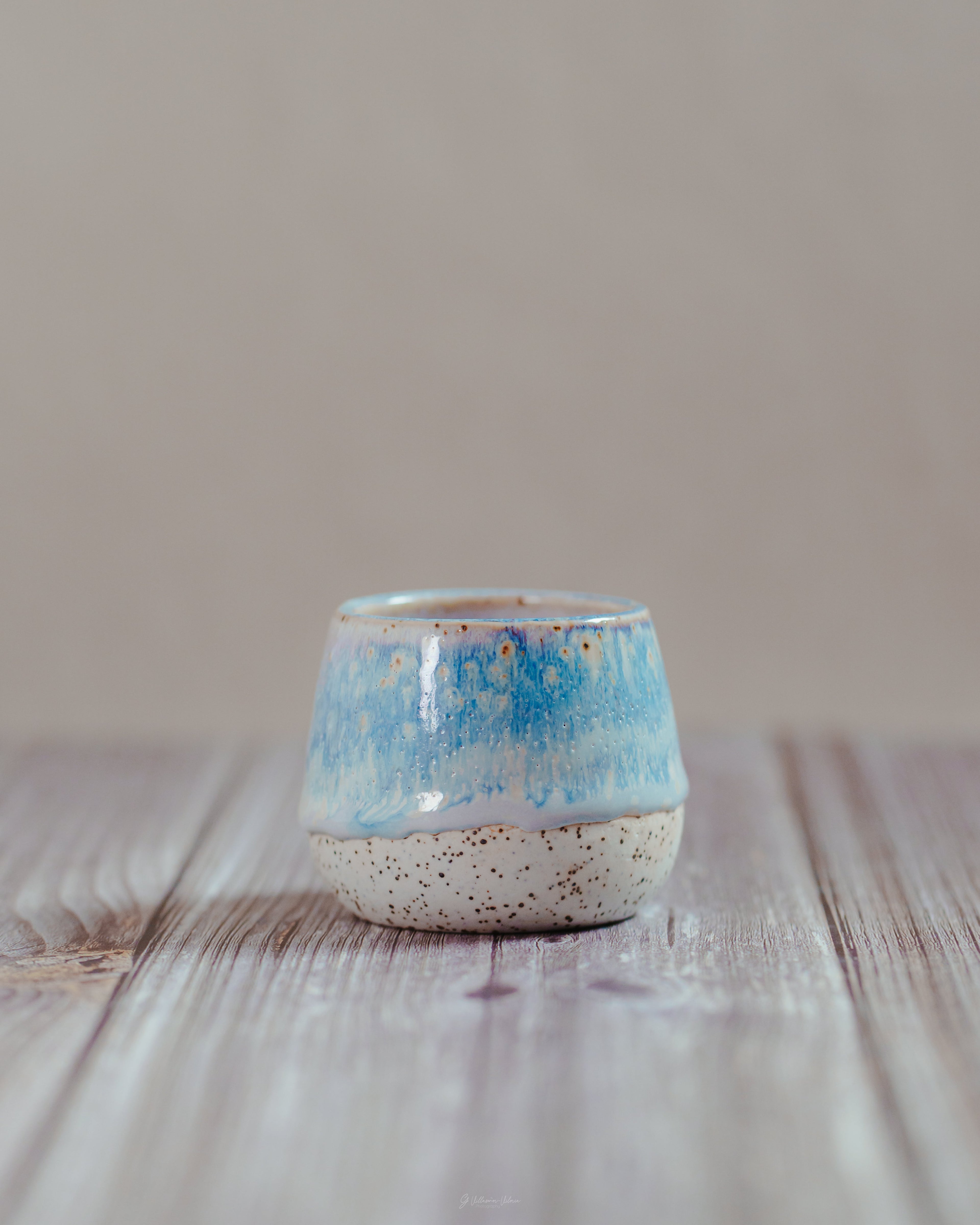 Komorebi 4 oz stoneware espresso cup, Teal Wave glaze