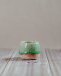 Komorebi 4 oz stoneware espresso cup, Emerald Stream glaze