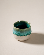 Komorebi 8 oz stoneware cappuccino cup, Emerald Stream glaze