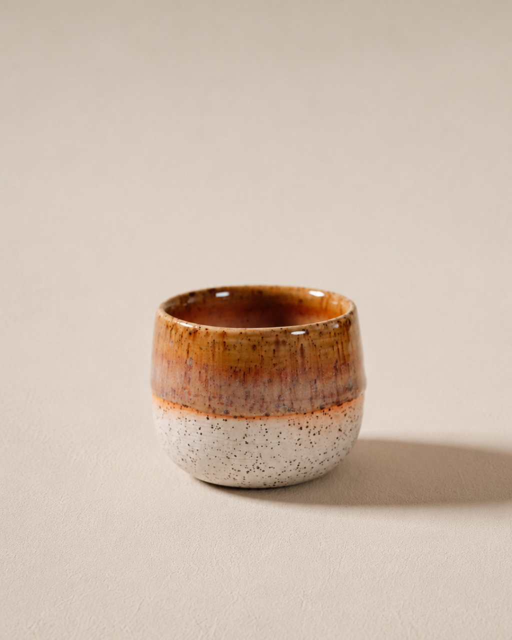 Komorebi 8 oz stoneware cappuccino cup, Amber Drip glaze