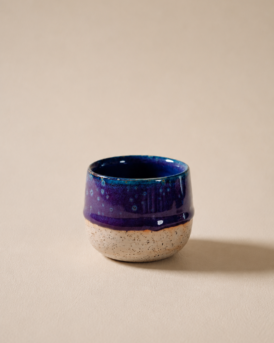 Komorebi 8 oz stoneware cappuccino cup, Starry Night Indigo glaze
