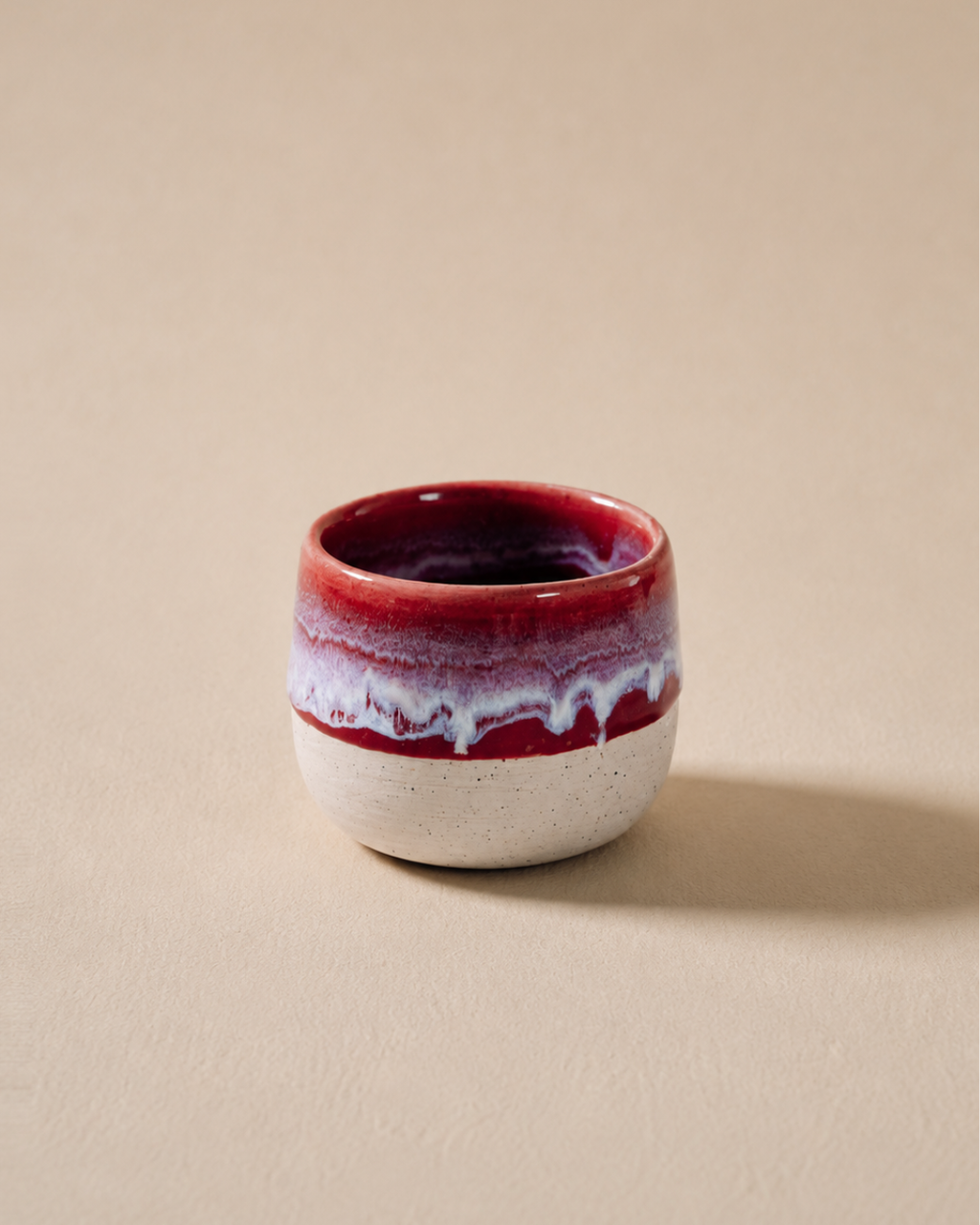 Komorebi 8 oz stoneware cappuccino cup, Siam Ruby Frost glaze