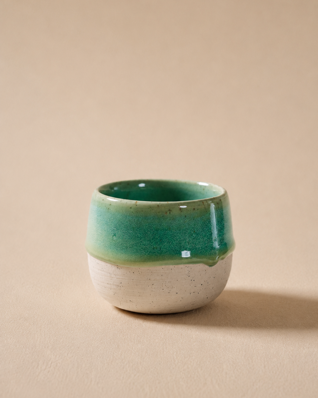 Komorebi 8 oz stoneware cappuccino cup, Banana Leaf Green glaze