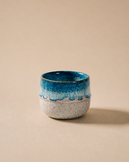 Komorebi 8 oz stoneware cappuccino cup, Cobalt Blue Drip glaze