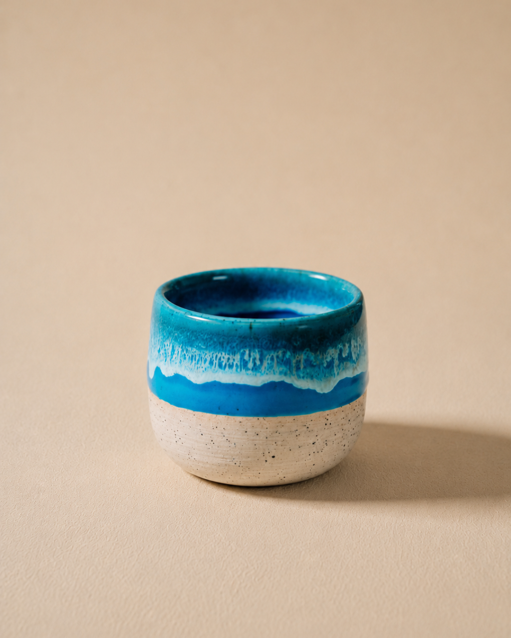 Komorebi 8 oz stoneware cappuccino cup, Teal Wave glaze