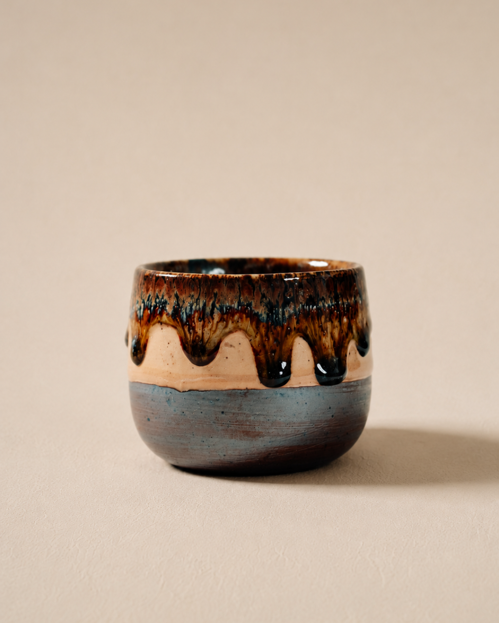 Komorebi 8 oz stoneware cappuccino cup, Chocolate Rock glaze