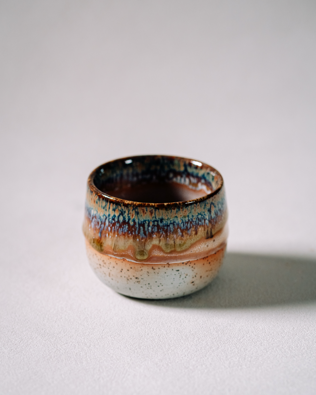 Komorebi 8 oz stoneware cappuccino cup, Aurora Drift glaze