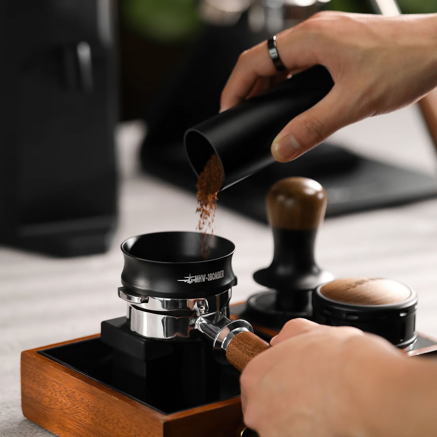 MHW-3BOMBER Espresso Magnetic Dosing Ring, Aluminum Alloy