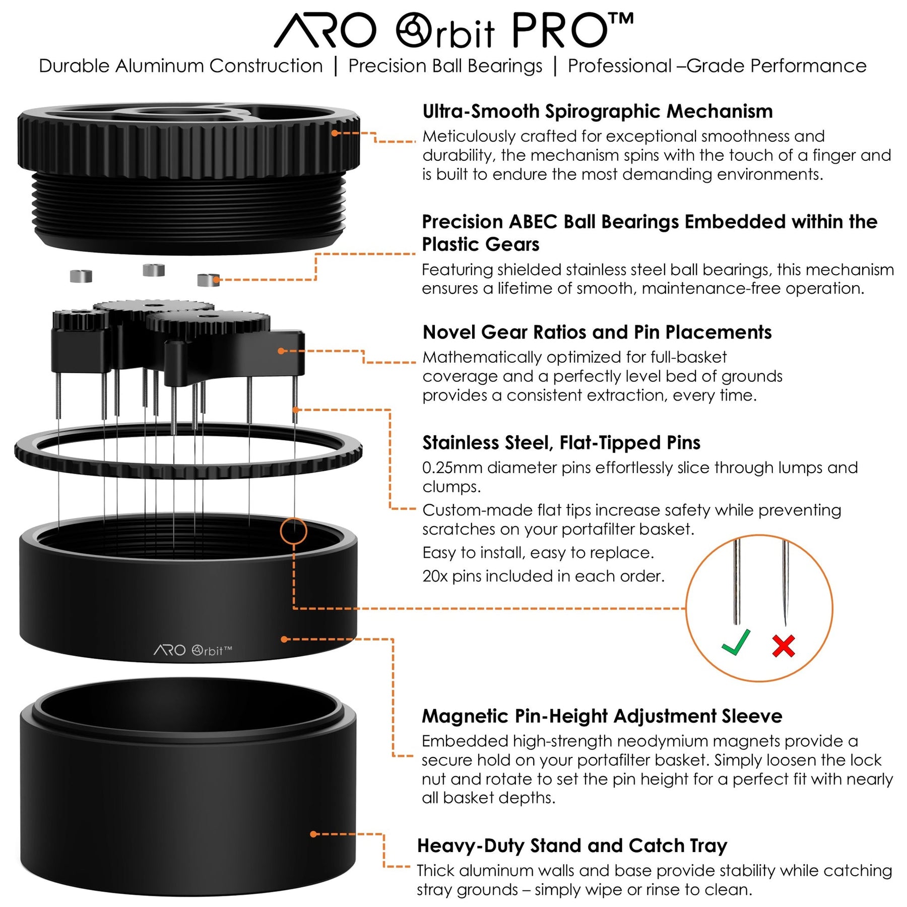 ARO Orbit Pro Espresso WDT Distribution Tool