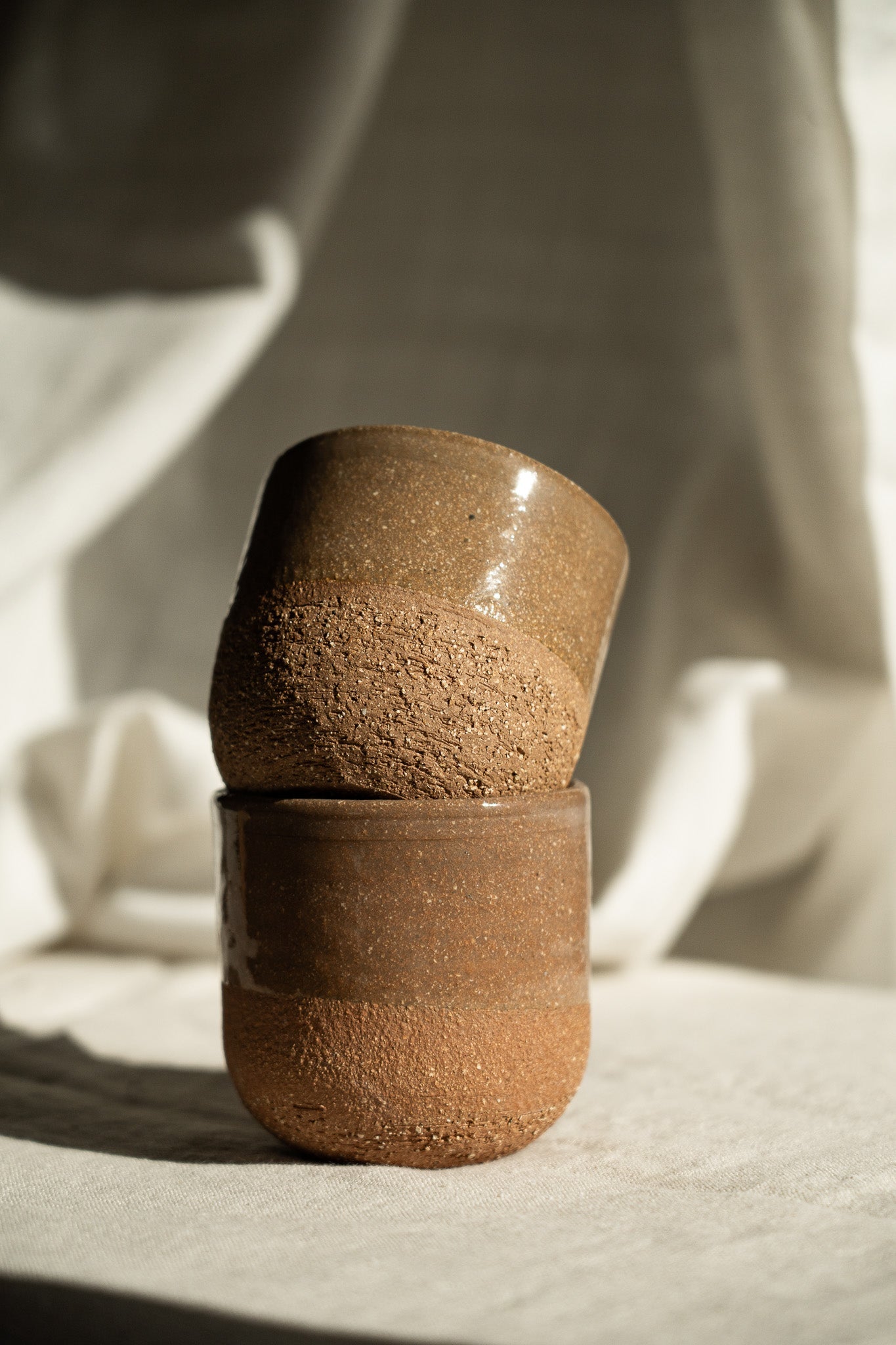 Stoneware Cappuccino Cup, Rose Clay