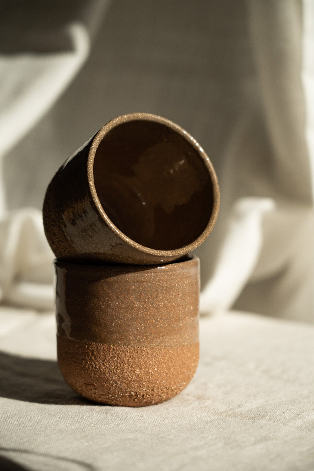 Stoneware Cappuccino Cup, Rose Clay