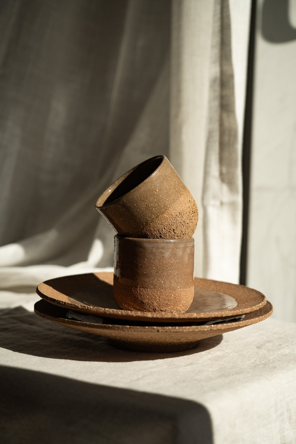 Stoneware Cappuccino Cup, Rose Clay