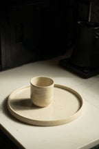 Stoneware Cappuccino Cup, Speckled White