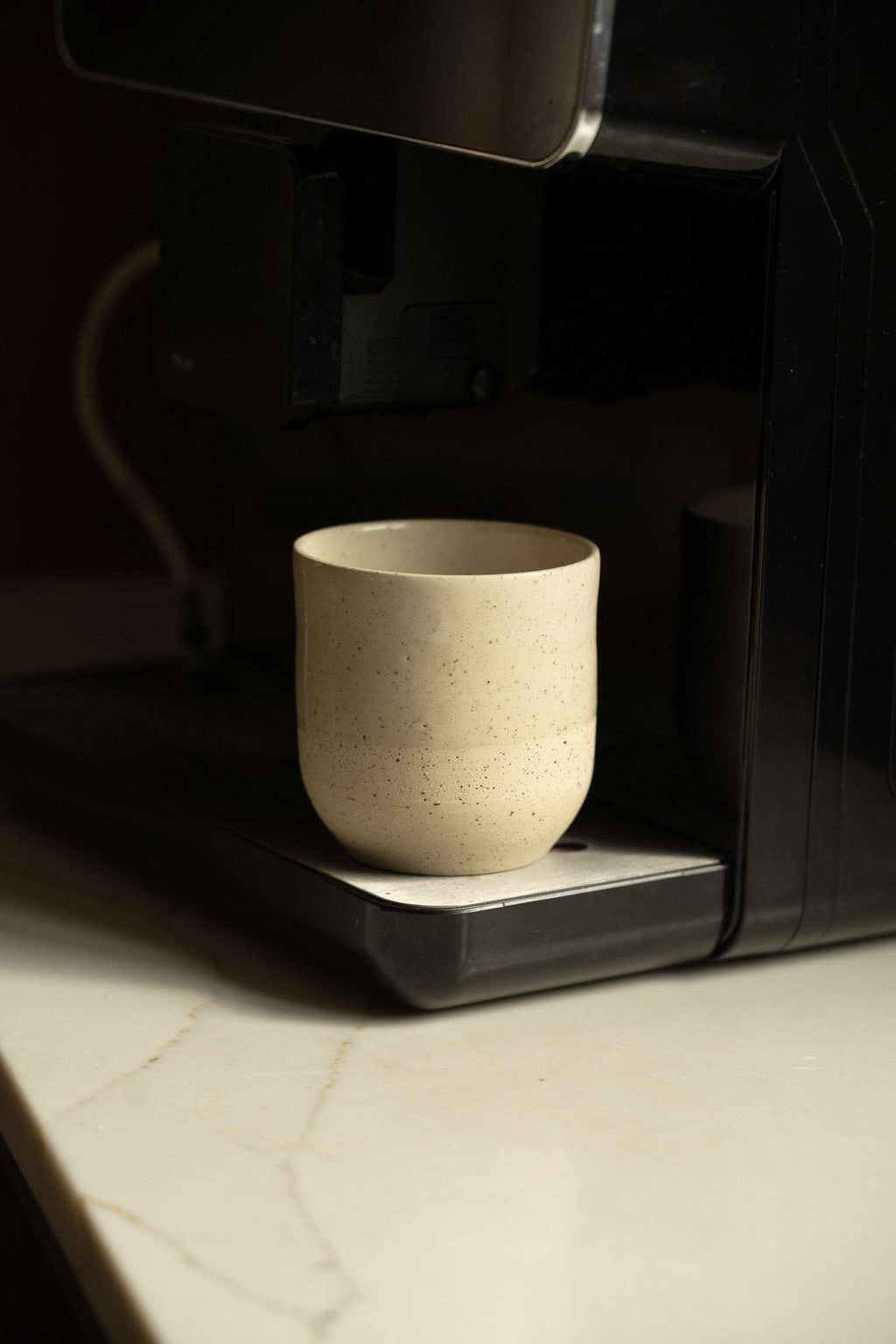 Stoneware Cappuccino Cup, Speckled White