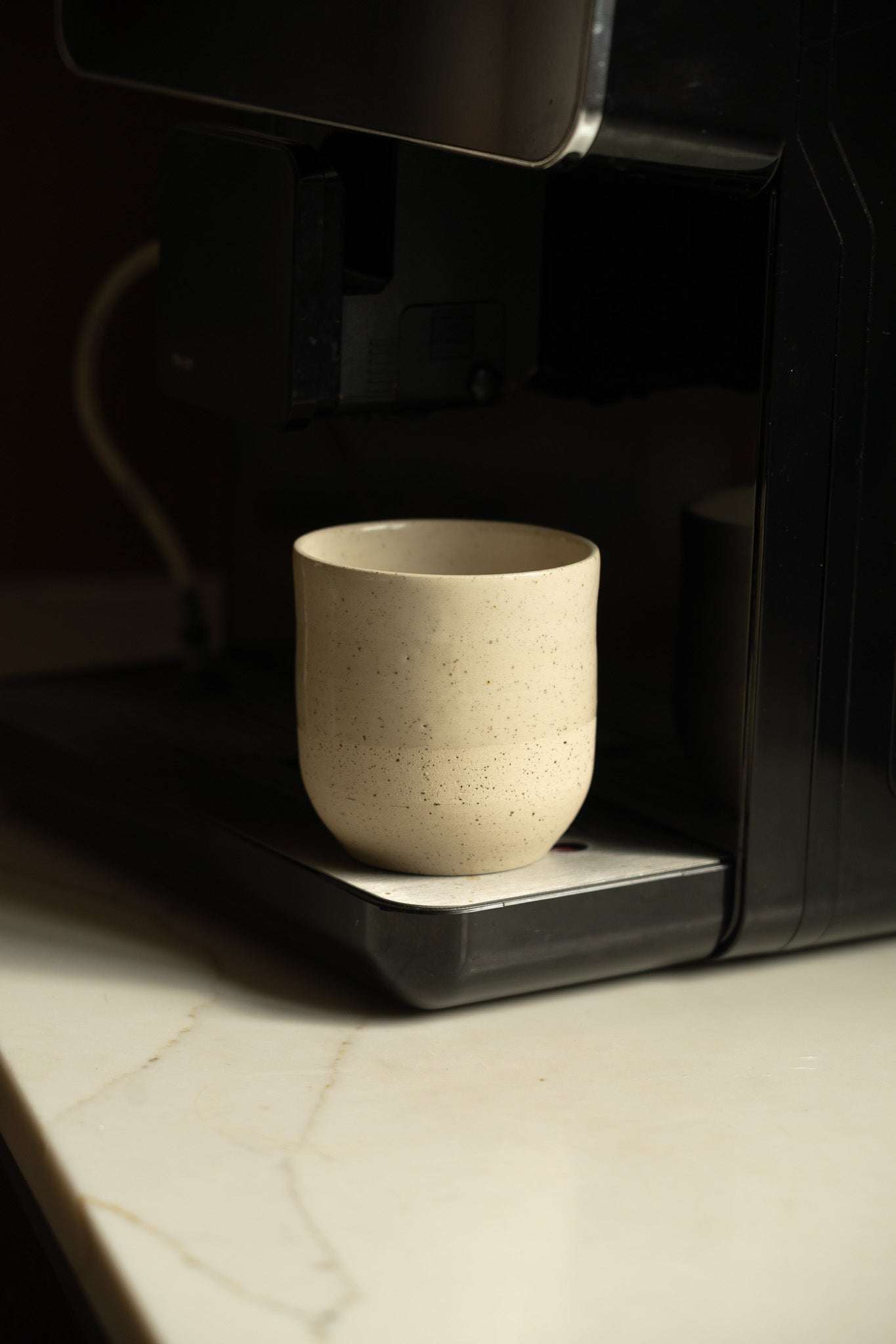 Stoneware Cappuccino Cup, Speckled White
