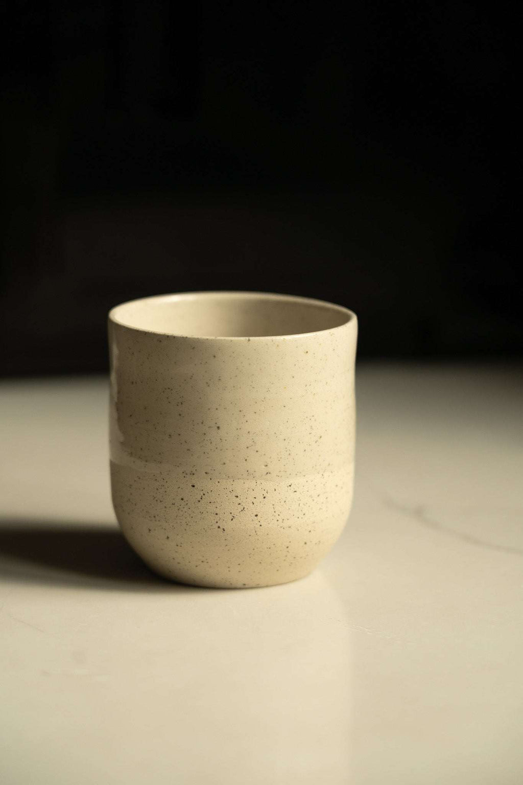 Stoneware Cappuccino Cup, Speckled White