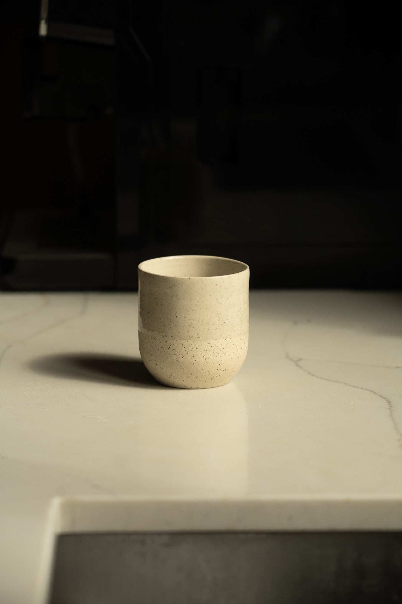 Stoneware Cappuccino Cup, Speckled White