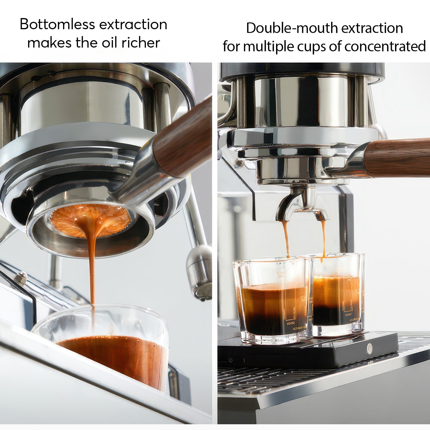 Convertible Bottomless Portafilter with Double Spout