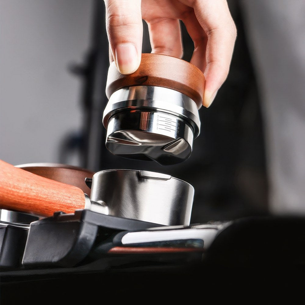 Espresso Distributor, Adjustable Depth, Walnut Handle