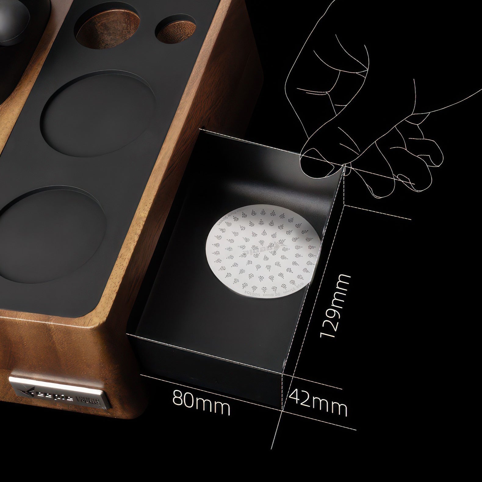 Walnut Tamping Station with Knock Box