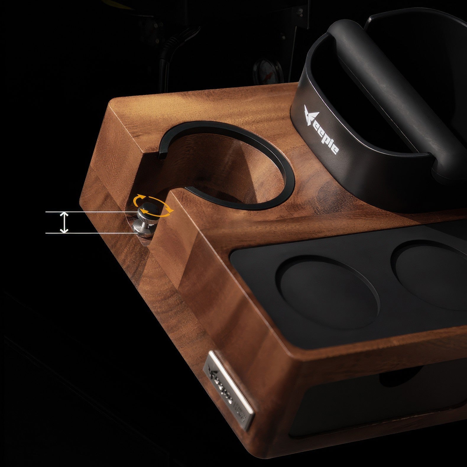 Walnut Tamping Station with Knock Box