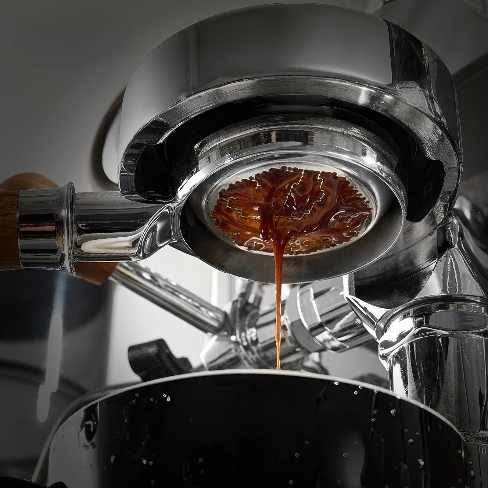 Bottomless Portafilter, Solid Wood Handle