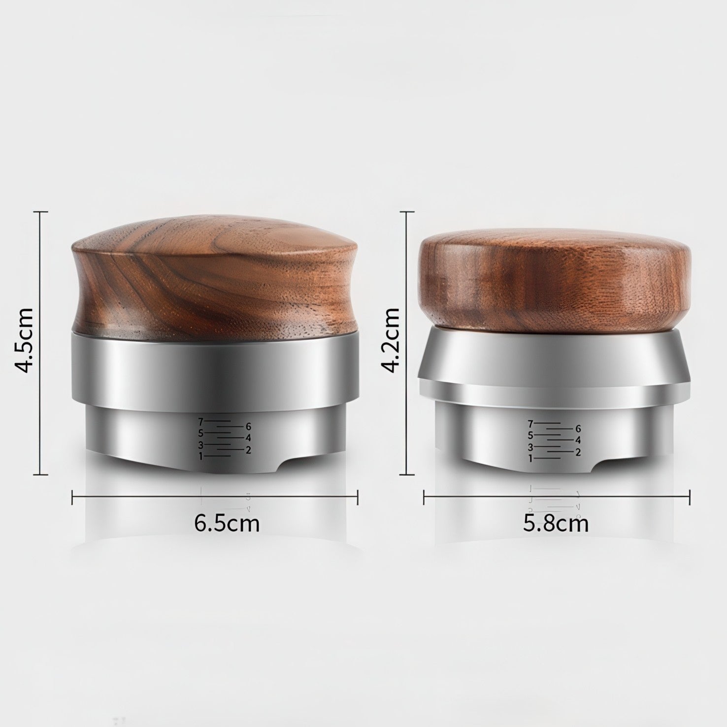 Espresso Distributor, Adjustable Depth, Walnut Handle