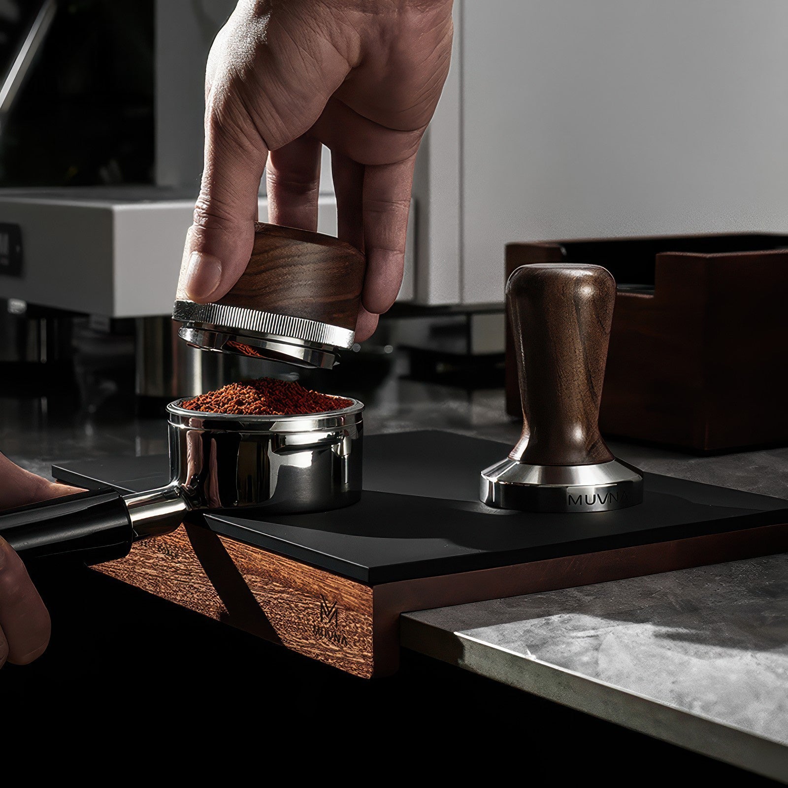 Walnut Tamper Mat with Silicone Surface