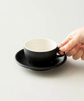 Origami 6 oz latte art cup and saucer, Matte Black