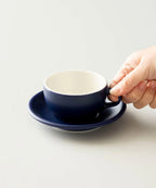 Origami 6 oz latte art cup and saucer, Matte Navy