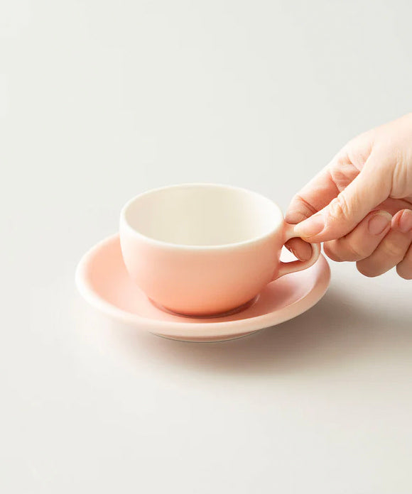 Origami 6 oz latte art cup and saucer, Matte Pink
