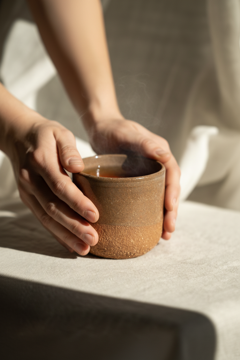 Stoneware Cappuccino Cup, Rose Clay