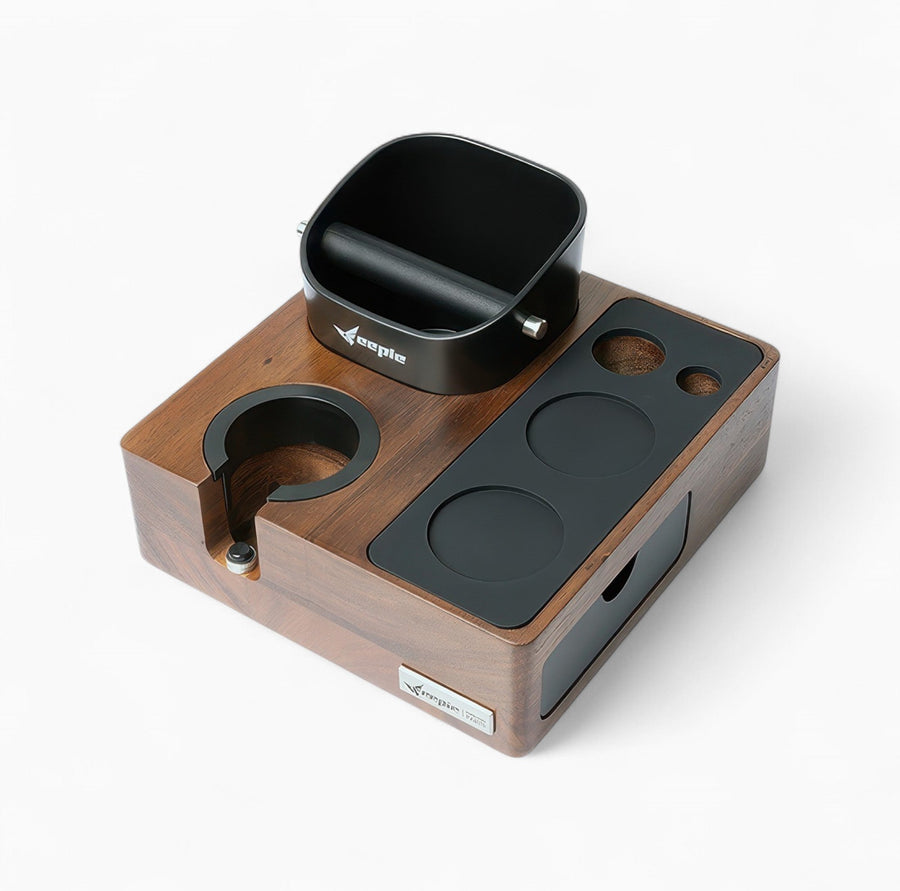 Walnut Tamping Station with Knock Box