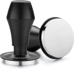 58.5Mm Coffee Tamper V4 - Spring-Loaded Tamper with 15Lb / 25Lb / 30Lbs Replacement Springs - Anodized Aluminum Handle and Stand - Stainless Steel Flat Base,Black