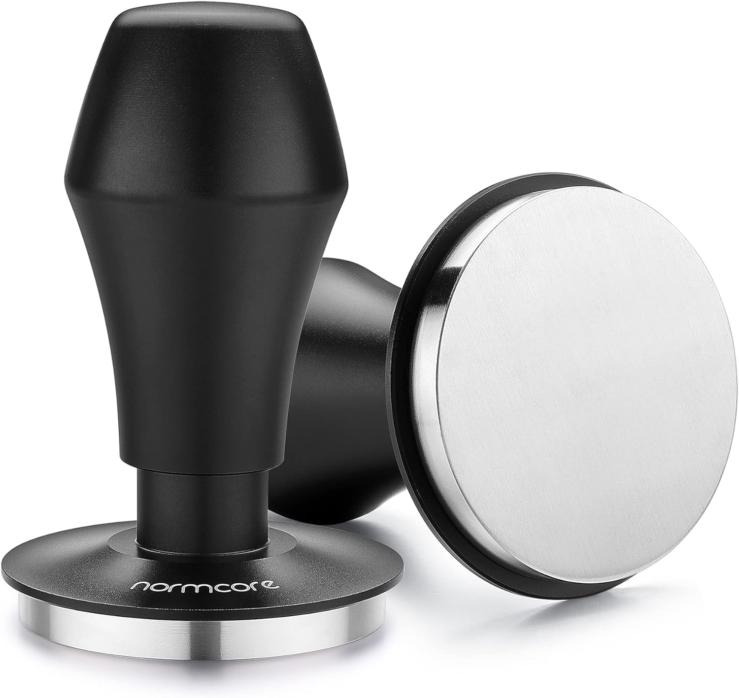 58.5Mm Coffee Tamper V4 - Spring-Loaded Tamper with 15Lb / 25Lb / 30Lbs Replacement Springs - Anodized Aluminum Handle and Stand - Stainless Steel Flat Base,Black