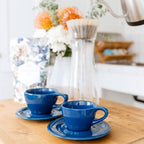 Lino Double Cappuccino Cup & Saucer - Indigo (6oz/177ml)