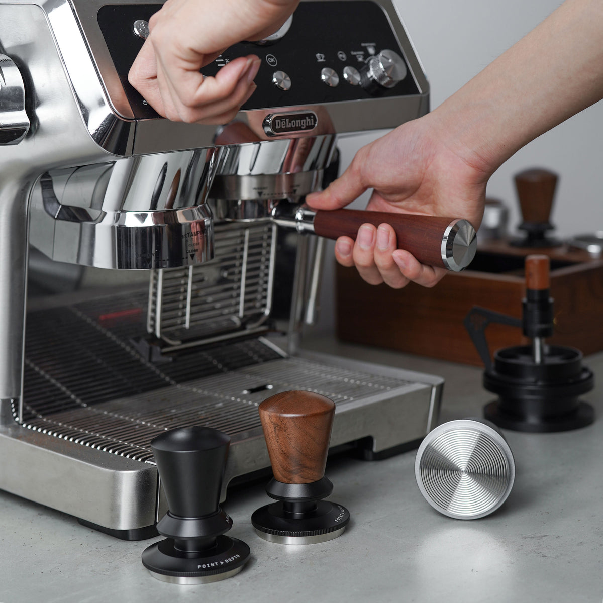 Spring-Loaded Espresso Tamper, 30 lb Constant Force